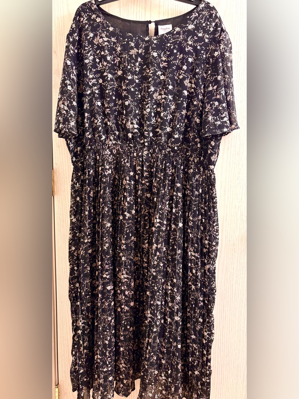 Hayden Black Floral Pleated Maxi Dress